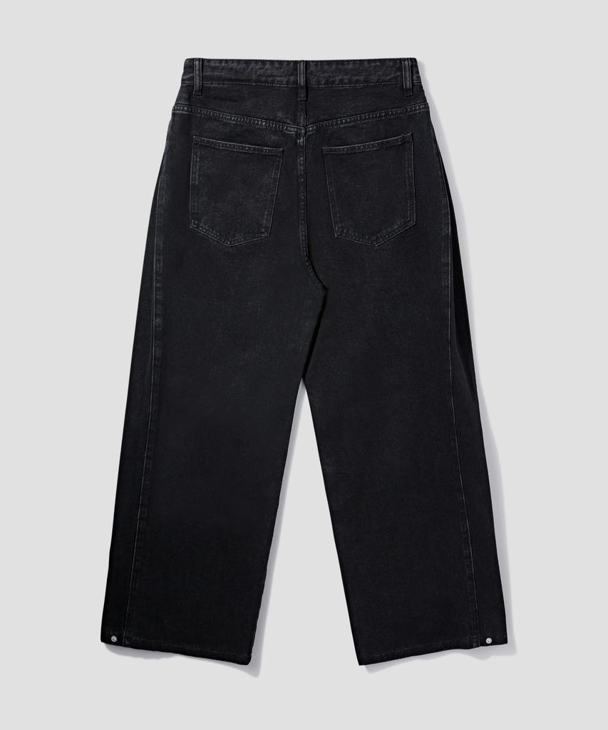 AGOD Vintage Side-Tuck Wide Denim Pants [All Black]