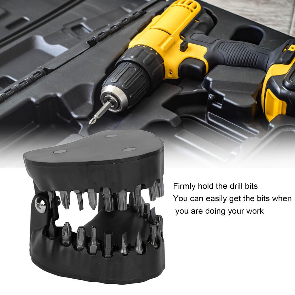 Denture Drill Bit Holder Teeth Model Shaped Full Opening Screwdriver Bit Organizing Holder with 28 Drill Bits