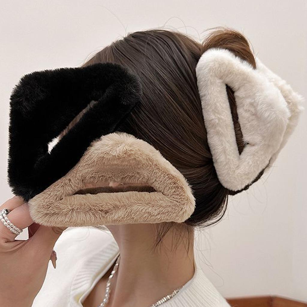 14cm Winter Plush Hair Claw Clip Faux Fur Elegant Hairpins Women Hair Clip Barrette Crab Headwear Girls Hair Accessories Gift