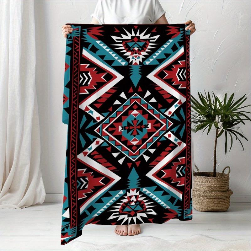 Soft & Warm Aztec-Inspired Flannel Throw Blanket - Perfect for Naps Camping Travel & Home Decor | Ideal Gift for Friends