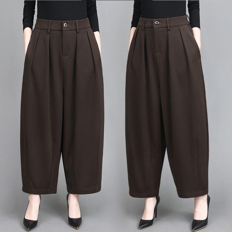 Women's Retro High Waist Elastic Lantern Pants - Temperament Slimming Casual Dad Trousers