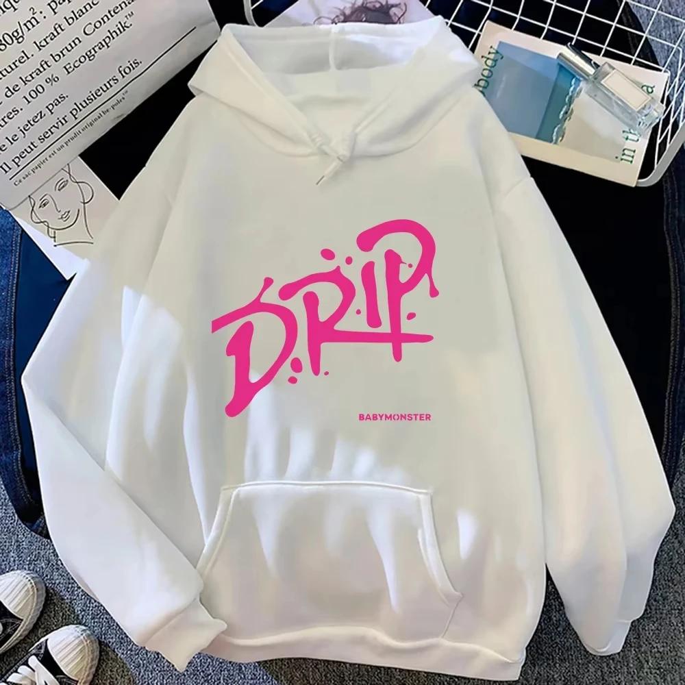Babymonster Album Drip Hoodie 2025 Retro Women_men Harajuku Aesthetic Hoodies Unisex Autumn Winter Pullover Sweatshirt Vintage