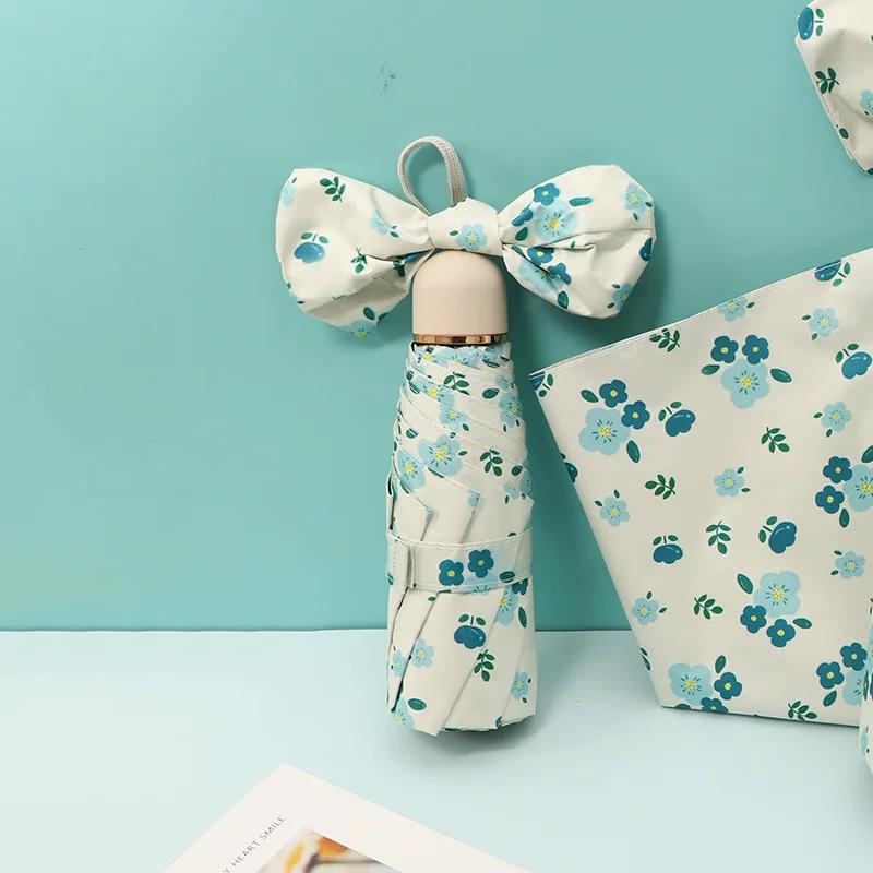 New Style Automatic Sunshade Umbrella with Fresh Floral Design, Suitable for Both Sunny and Rainy Weather, Compact and Portable Sun Protection
