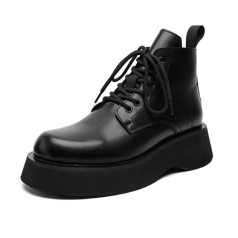 

Новые ботинки Дерби Мартин мужские черные высокие кожаные ботинки ботинки-локомотивы дышащие увеличивающие рост кожаные ботинки 22611-R 38 чёрный