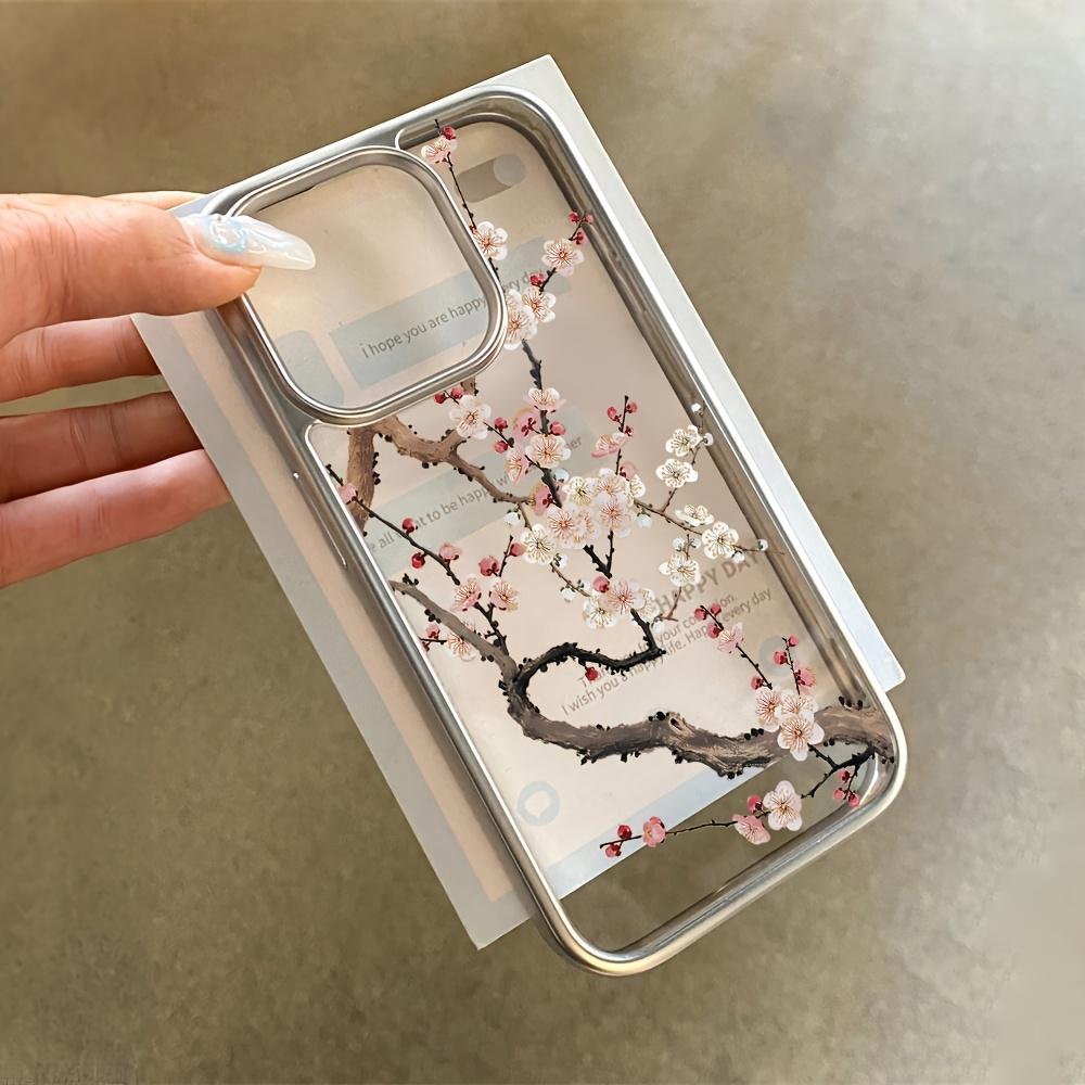 

Luxury Plum Blossom Pattern Phone Case For iPhone 17 15 16 14 13 12 11 Pro Max XS X XR 13 14 15 16 Plus Plating Transparent Case iPhone17