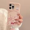 Pink Line Dog Suitable for Iphone17 Mobile Phone Case Apple 15 Girl 13 Plush Rope 16pro Max
