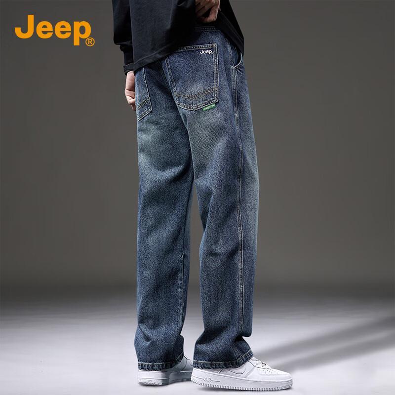Jeep Men's Casual Retro Straight-Leg Jeans