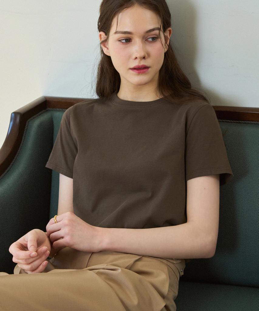 Deuloupisumeon Supima Silket Crew Neck Short Sleeve T-Shirt [Yellow Beige]