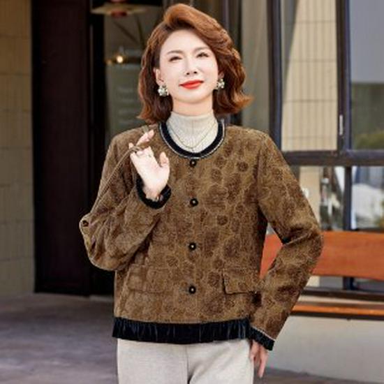 

2026 Women s New Year Embroidered Tang Jacket: Luxurious, High-End, Modern Style with Frog Button Detail 3XL коричневий
