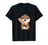 Cute Otter Holding a Cricket Bat Cap Kids Cartoon Mascot T-Shirt for Sports Fans