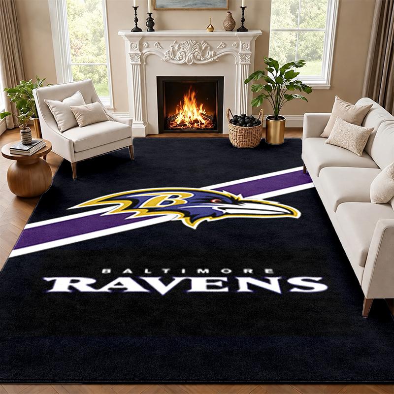 Baltimore Ravens Carpet Door Mat for Living Room or Bedroom Protective Mat Under Chair Office Decoration Christmas Gift Birthday Present