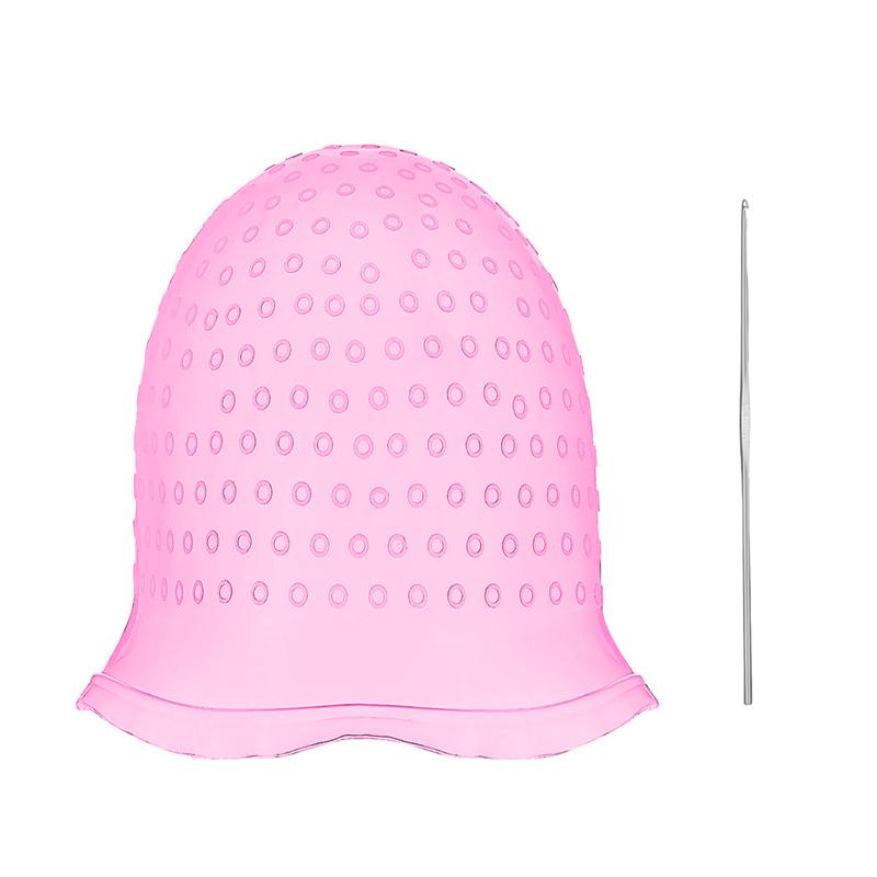 Touca de Silicone para Coloração de Cabelo Agulha de Gancho Profissional Tintura de Cor Mechas Reutilizável Conjunto Ferramentas para Descoloração Congelada Salão de Beleza