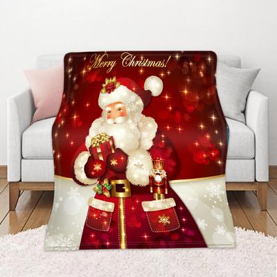 3D-Flanell-Überwurfdecke mit Weihnachtsmann-Motiv, weich, leicht, warm, für Wohnzimmer, Schlafzimmer, Bett, Sofa, Couch, Kinder und Erwachsene, Geschenke