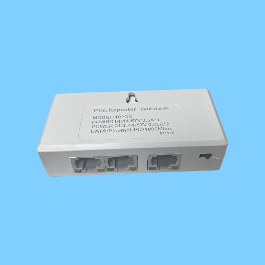 1-to-2 POE 48V Gigabit Repeater Cascade Box