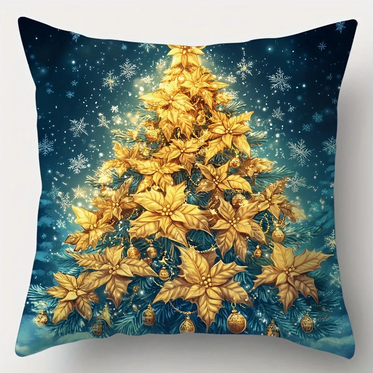 

Рождественская наволочка из полиэстера с принтом, декоративная наволочка для дома, декоративная наволочка для гостиной, спальни 66x66cm