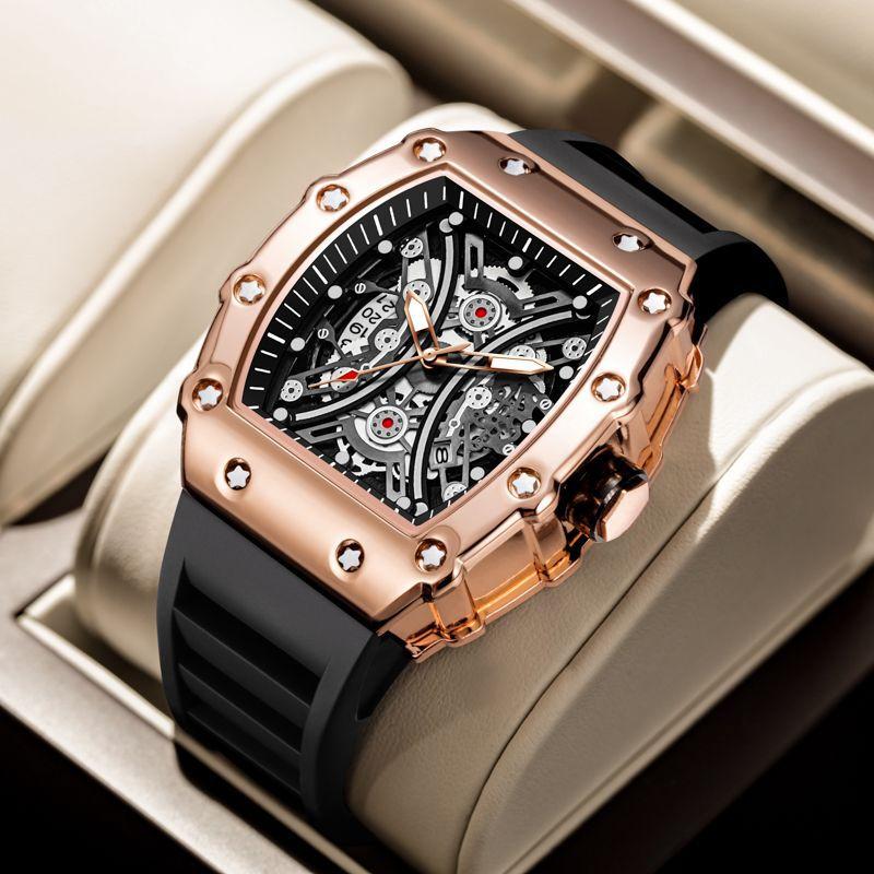 UTHAI BK131 Sportliche Herrenuhr Mode Tonneau-förmige Quarzuhr Wasserdicht Kalender Nachtlicht Uhren für Herren