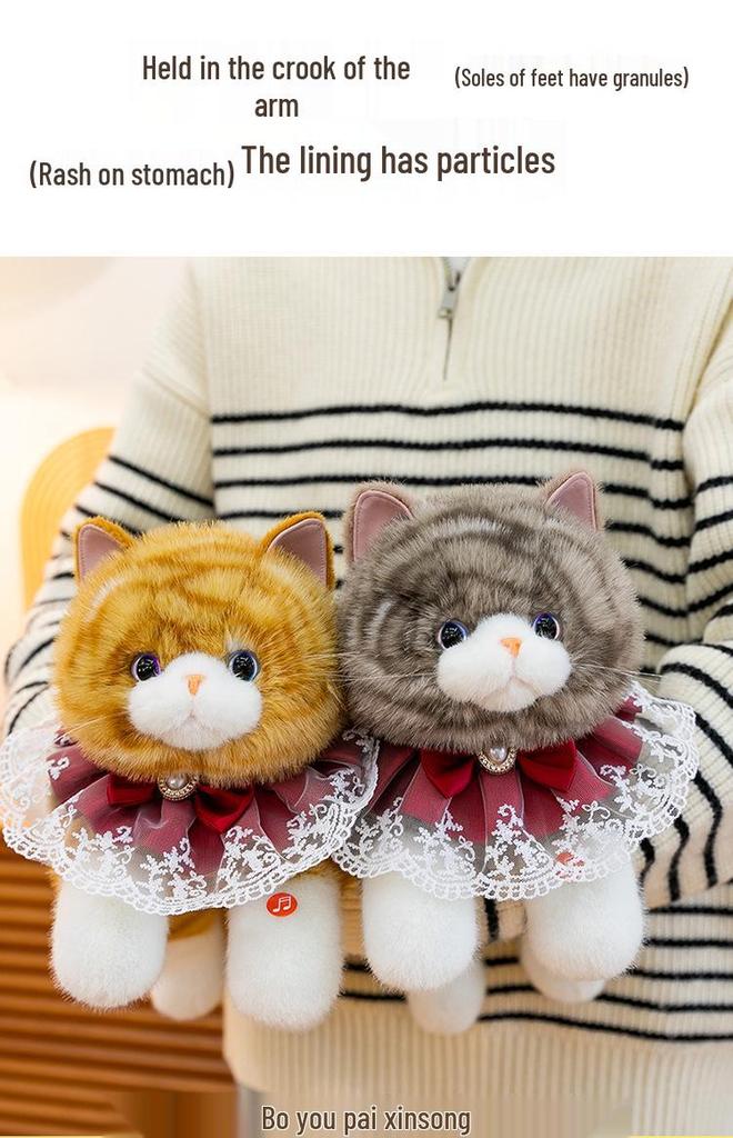 Meowing Plush Cat Doll - Cute Kitten Figurine Toy for Girls