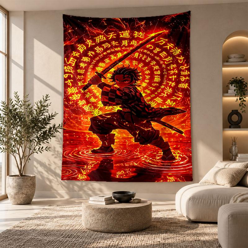 Decorative Tapestry,Demon Slayer Printed Wall Art, Lightweight Wall Hanging For Bedroom Background