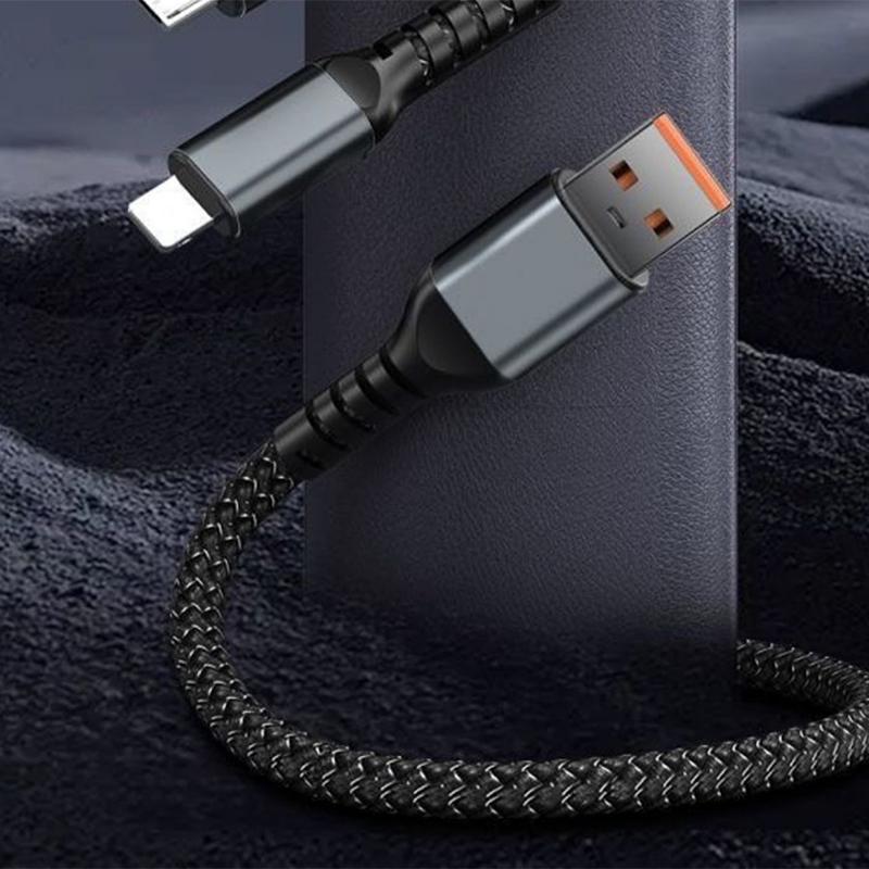1.2/2M 100W 3 in 1 Fast Charging Data Cable Transparent Fast Charging Cable Type C USB Micro Charging Cable with Digital Display