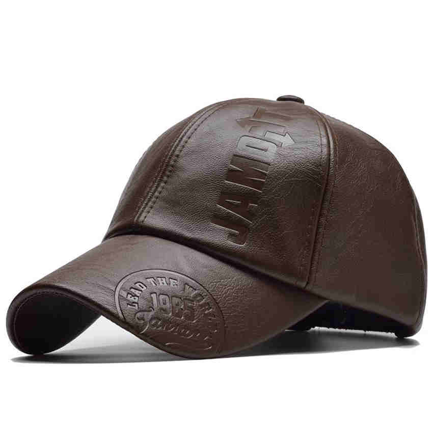 Winter Males Cap PU Leather Baseball Cap Men Snapback Hat Trucker Cap Dad Hat