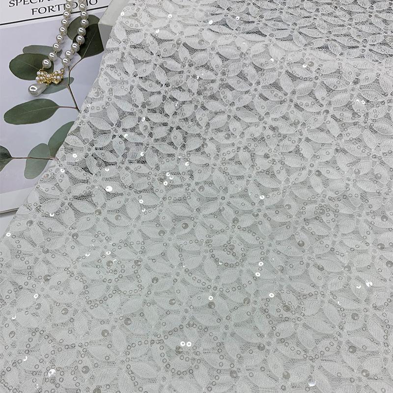 Floral Lace Polyester Spandex Fabric for Women's Dresses, Children's Dresses, Wedding Gowns, and Evening Wear