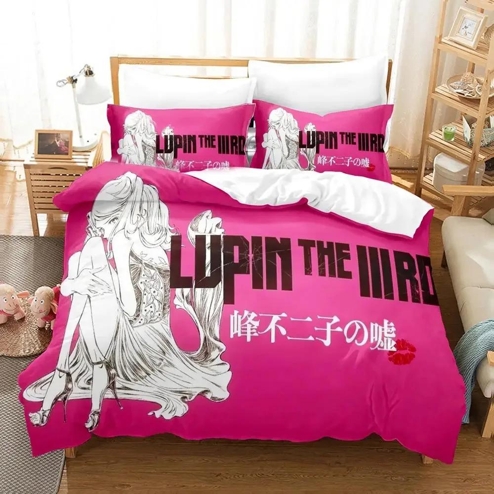 3DAnime Lupin The Third Mine Fujiko Bedding Set Duvet Cover Bed Set Quilt Cover Pillowcase Comforter King Queen Size Boys Adult