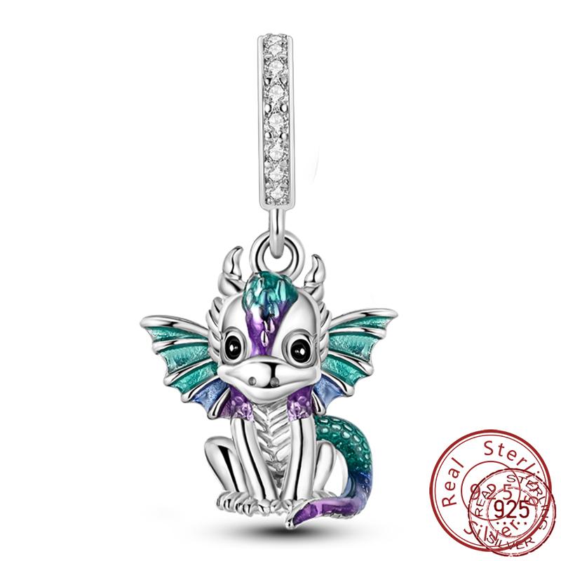 Copper Charms Beads Cute Fire Dragon Dinosaur Charms Fit Original Pendants Bracelet Diy Women Jewelry Gift