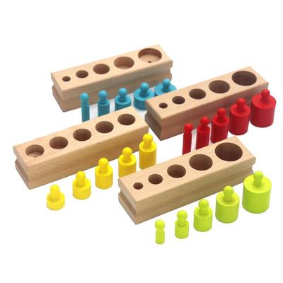 Colorful Wooden Cylinder Blocks for Early Education: Montessori Fine Motor Training Toys for Kindergarten
