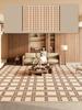 Vintage American Plaid Rug for Living Room Large Area Carpet Mid-tone Maillard Brown Mat Coffee Tables Rugs Bedroom Floor Mats
