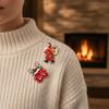 Christmas Enamel Santa Brooches For Women Unisex Rhinestone Pins Party Backpack Gifts Jewelry Accessories