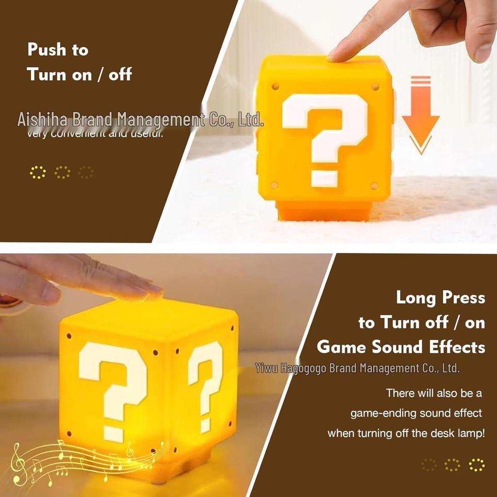 Mario Question Mark LED Night Light (USB, 10x10CM) for Bedroom & Dorm Atmosphere
