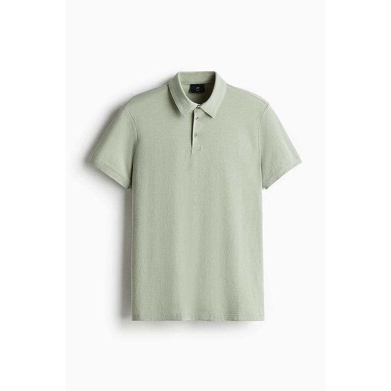

HM Men s Polo Shirt Autumn Thin Shoulder Business Commuter Lapel Fashion Short Sleeve Tops 0956343 Sage Green 165/84A