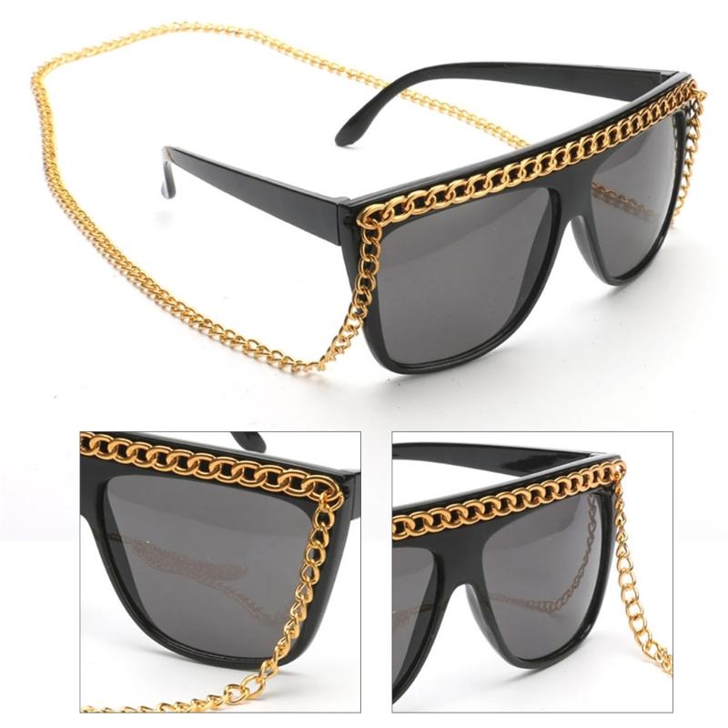 Stylish Gold Chain Eyeglasses Novelty Cosplay Party Sunglasses For Women Men Music Festival Halloween Parties Cosplay