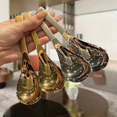 Ins Edelstahl Korea Suppenlöffel Home Küche Schöpfkelle Kapazität Gold Silber Spiegel poliert Besteck für Kaffee Geschirr
