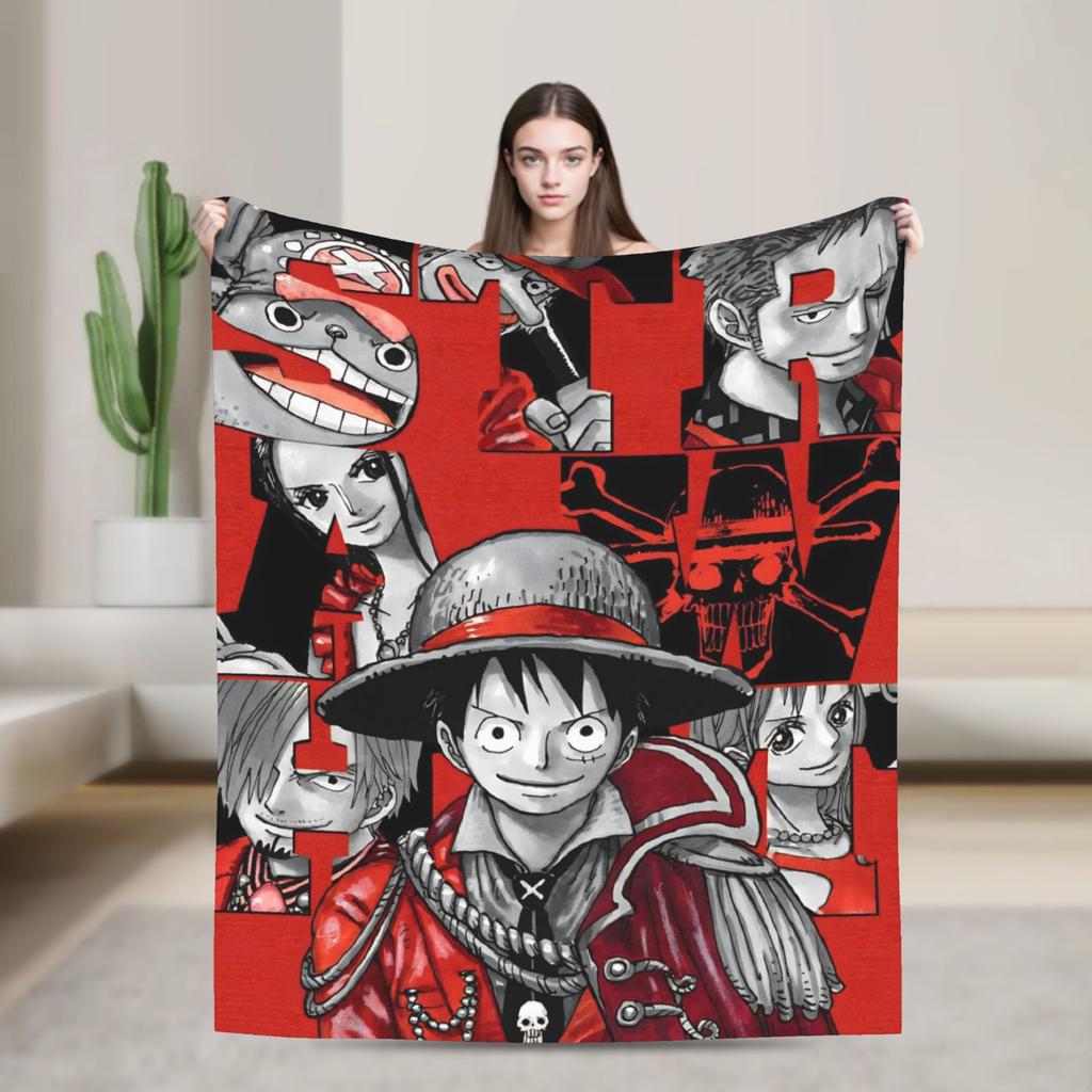 Luffy Anime  Fleece Throw Blanket Luffy Zoro Sanji Blankets for Bed Car Super Soft Bedding Throws,