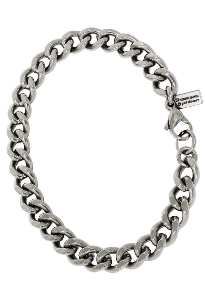 Phiten Limited Edition Titanium Chain Bracelet, Cut, Curb Chain, Length 17-19cm (17cm), Width 7.0mm, Hypoallergenic, Healthy Bracelet