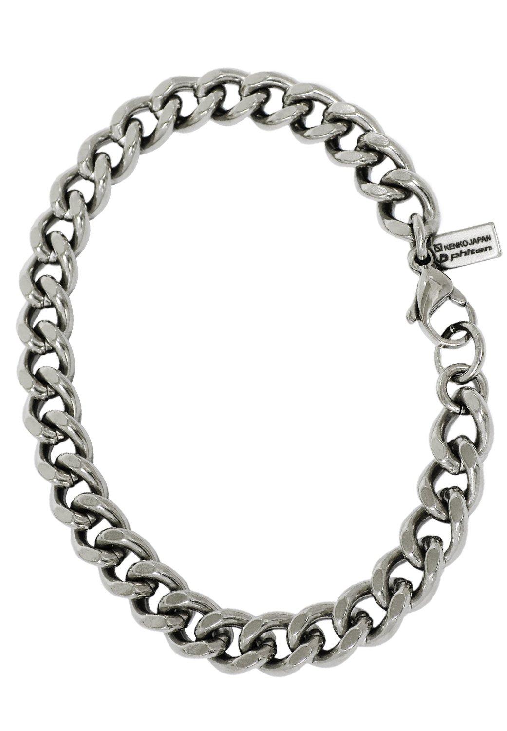 

Phiten Limited Edition Titanium Chain Bracelet, Cut, Curb Chain, Length 17-19cm (17cm), Width 7.0mm, Hypoallergenic, Healthy Bracelet