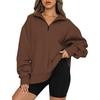 New Winter Women's Sweatshirt Plus Velvet Top Loose Solid Color Pocketless Sweatshirt