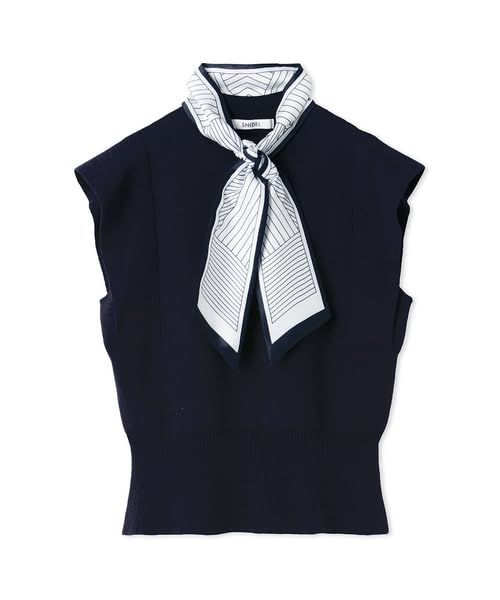 Snidel Scarf Tie Knit Pullover SWNT234170 NVY Women's