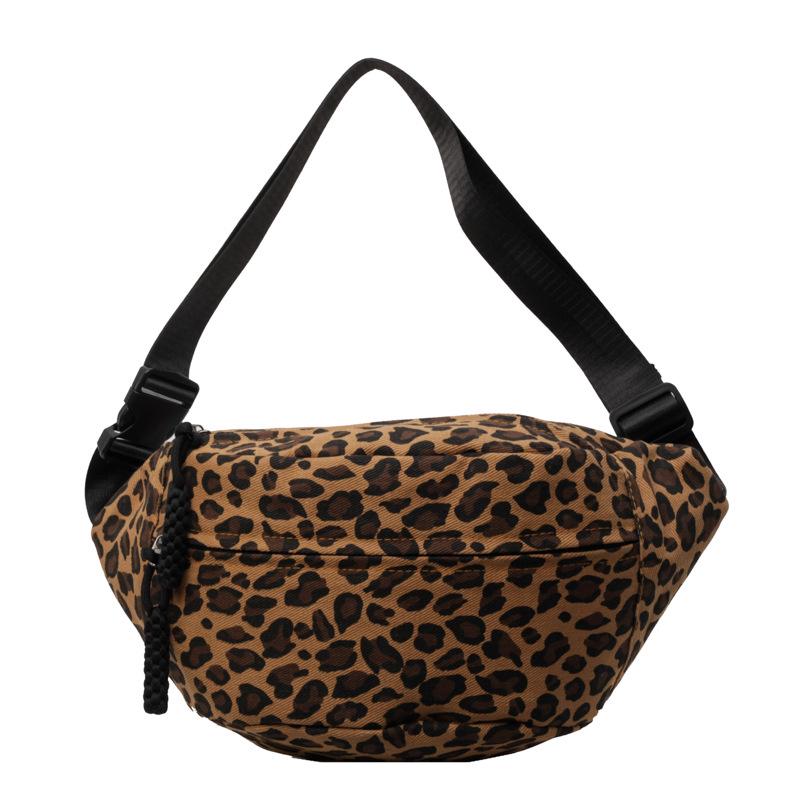 Leopard Print Large Capacity Canvas Crossbody Dumpling Bag - Casual Summer Shoulder Bag.