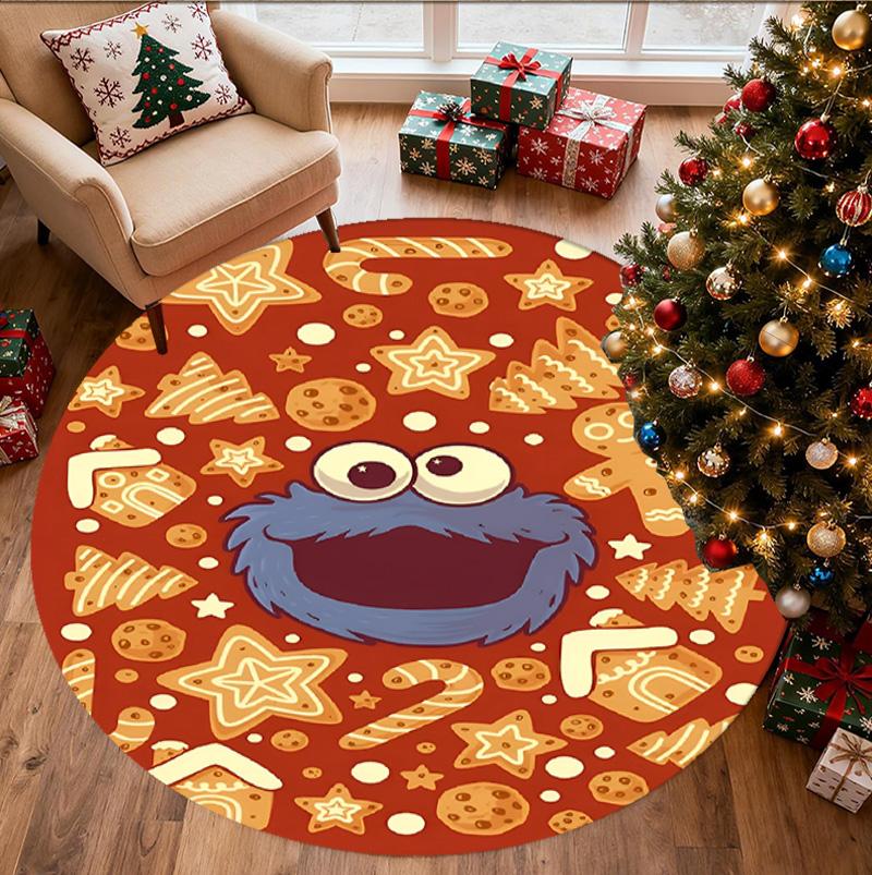 Sesame Street Pattern Round Rug, Indoor/Outdoor Mat, for Picnic, Gameroom, Bedroom, Office, Living Room, Home Decor Carpet, Birthday Gift