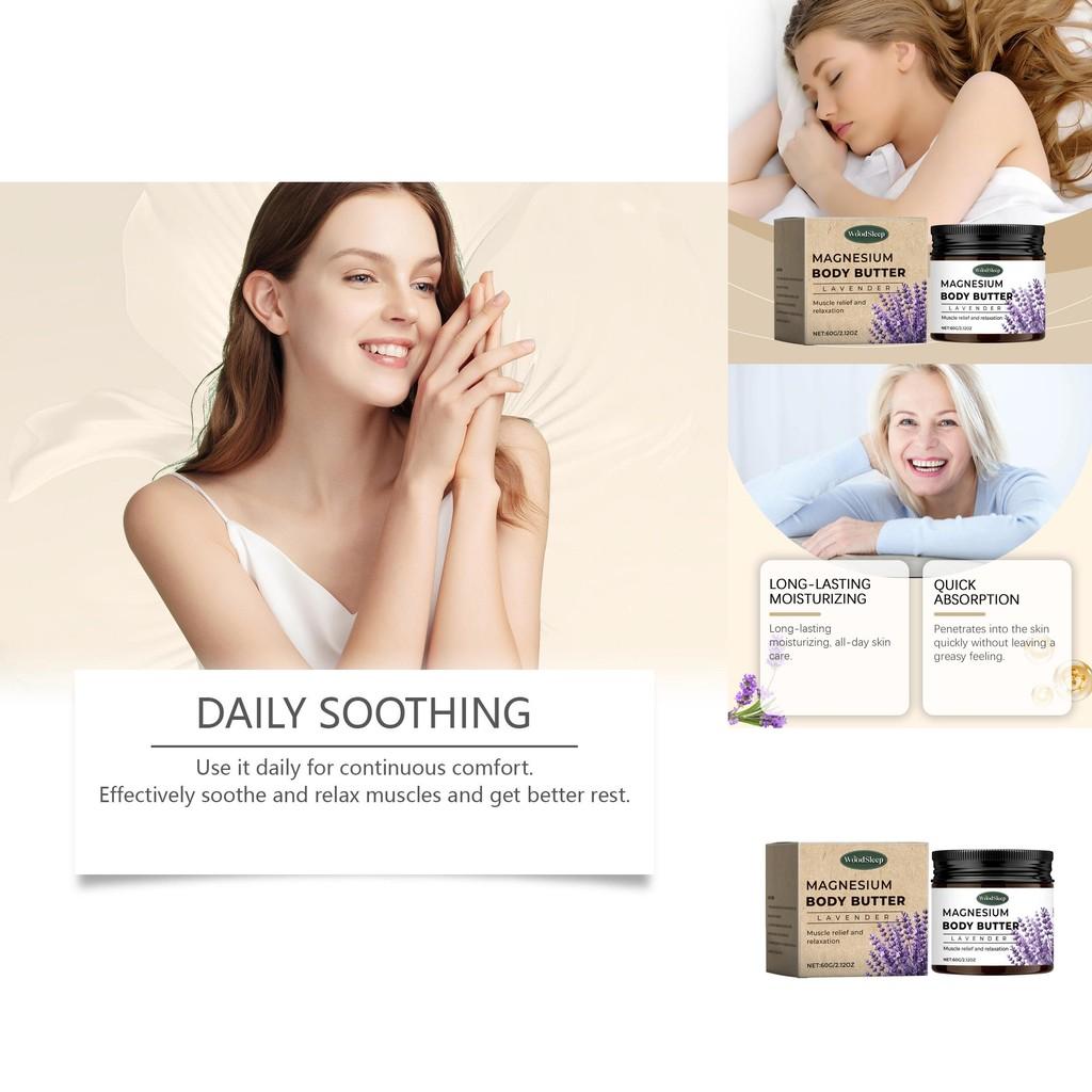 Woodsleep Lavender Magnesium Body Cream Soothing Hydrating Moisturizer For All Skin Types