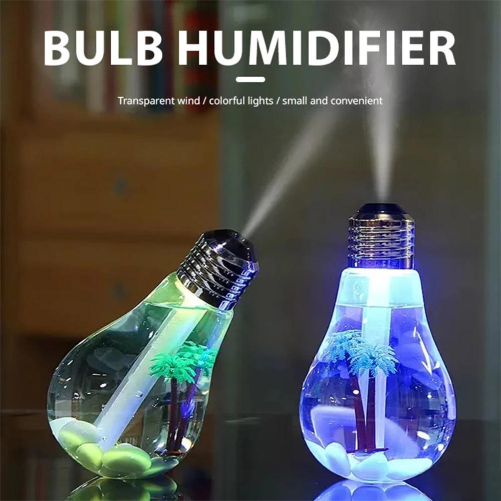 Ultrasonic Aroma Diffuser Compact Bulb Humidifier Bedroom Desktop Small Air Humidifiers Large Mist Spray Portable Quiet USB Mini