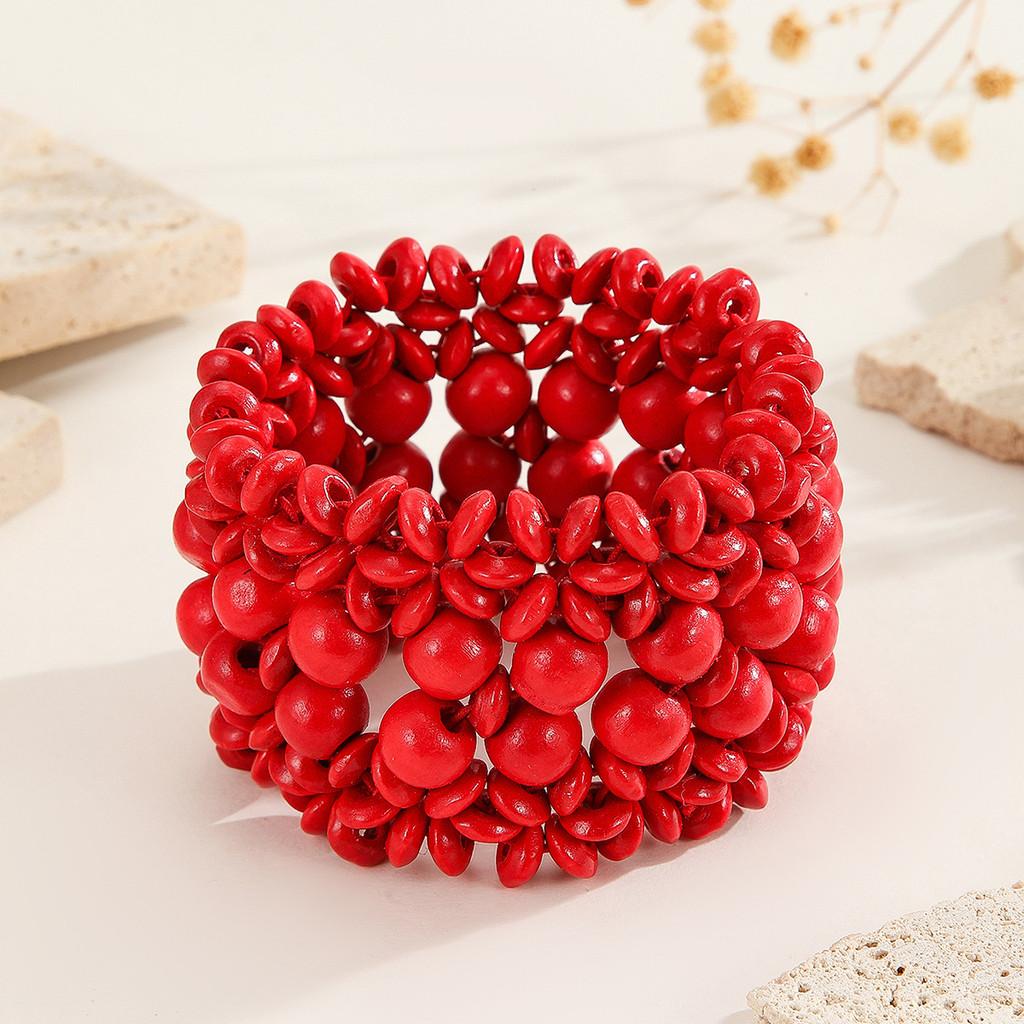 Bead Wooden Bohemian Elastic Bracelet With Round Design Accessories Travel