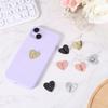 8pcs Cell Phone Ring Holder, Cute Heart Phone Charm Hooks Adhesive Smartphone Finger Ring Stand Sticky Metal Loop Grip for Cellphone Case Pad Tablet