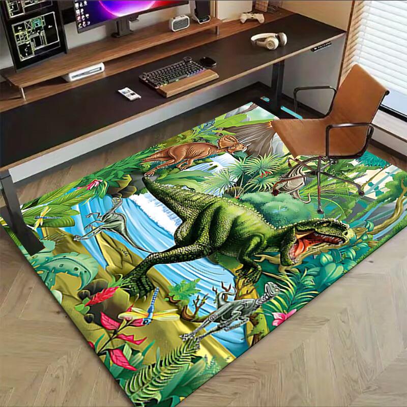 1PC dinosaur jungle Non-Slip Floor Carpet Compatible for Office&Living Room&Dining room - Flat-Weave Machine- Soft & Pattern-E267