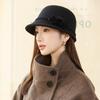 New Hat Women's Elegant Retro Basin Hat Wool Woolen Mother Hat Classic Bow Thermal Hat