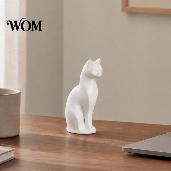 Anniversary Gift Cat Figurine Figurine, 3D Printed Small Sculpture, Collectible Animal Desktop Elegant Sitting Figure Ornament for Home Shelf