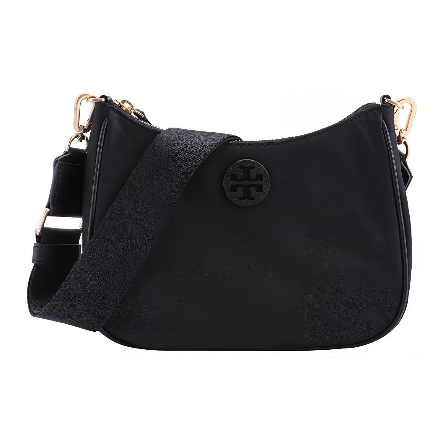 

Tory Burch Web Series Adjustable Shoulder Strap Nylon Hobo Bag Women bags Black 88370-001 Basic Set (Bag+Dust Bag)