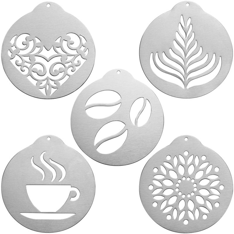 5-piece Set of Creative Kitchen Utensils, Coffee Drawing Pieces, Coffee Shop DIY Mold, Portable Stainless Steel Coffee Drawing Tools
